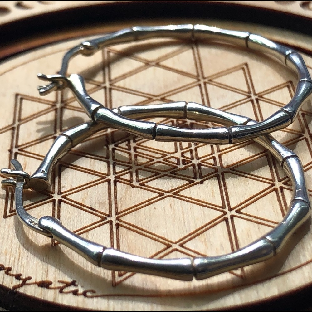 Sterling 925 Stamped Bamboo Small Hoops